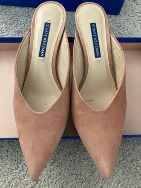 Stuart Weitzman Dusty Rose Pointed-Toe Suede Mule